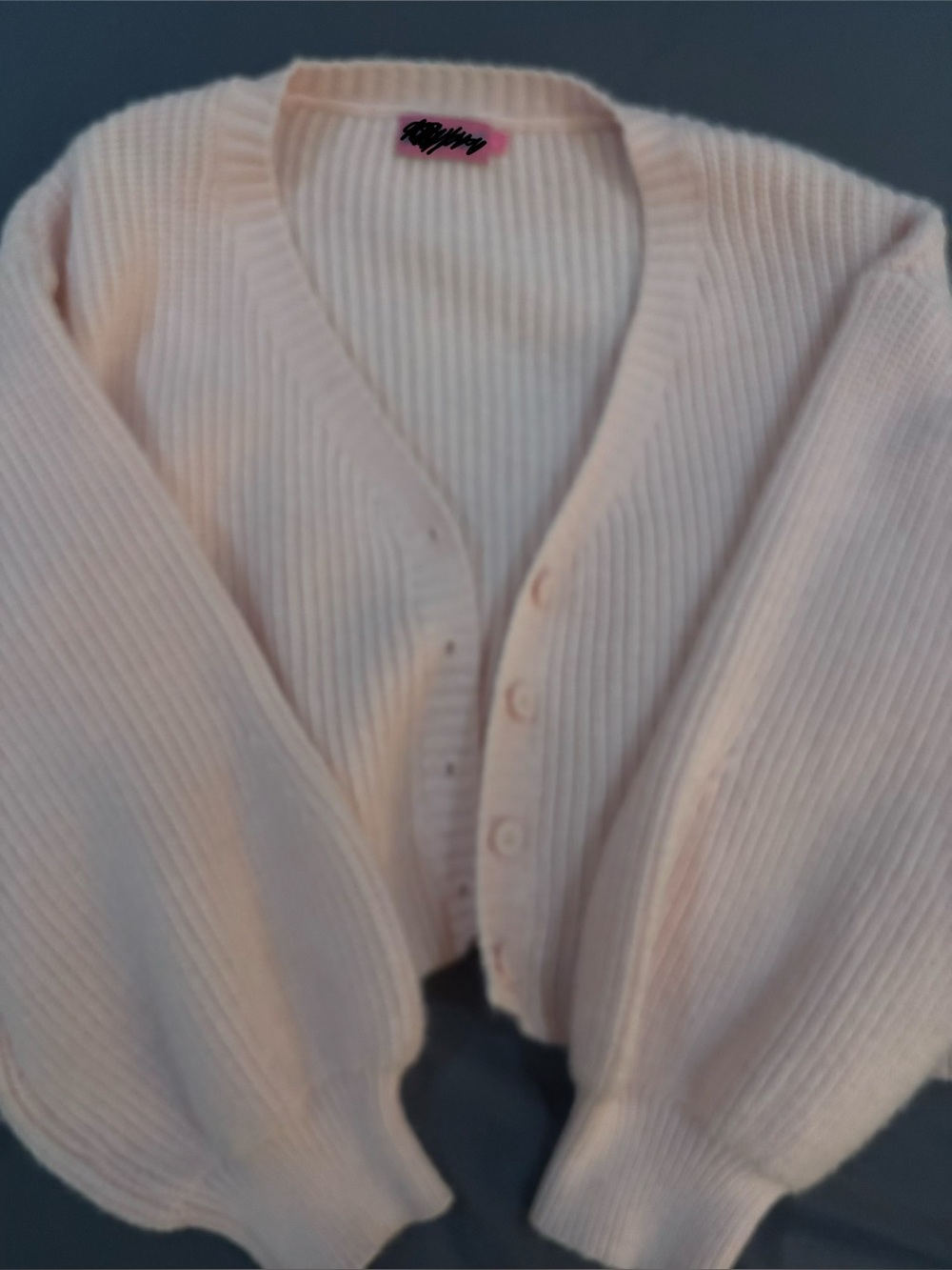 Edikted Soft Ribbed V-Neck Button Cardigan - Light Pink